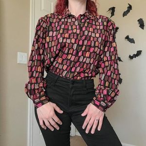 ☀️ Printed Magenta Squared Blouse